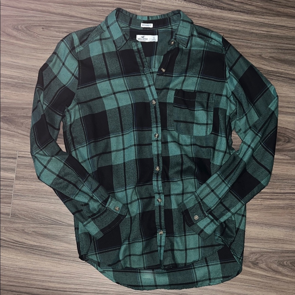 Hollister Green and Black Checkered Shirt
